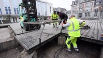 Nettoyage de la place d'Armes à Namur
