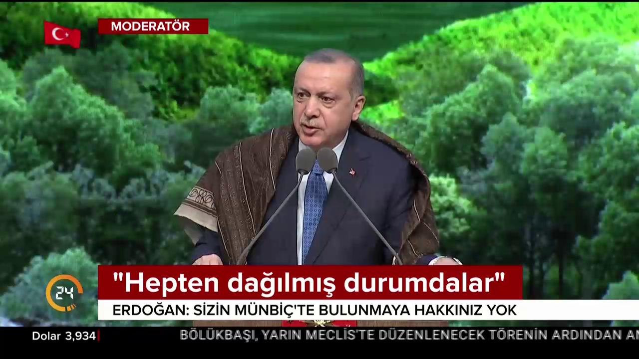 Cumhurbaşkanı Erdoğan'dan ABD'ye Münbiç mesajı