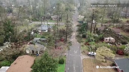 Drone footage shows tornado devastation across Jacksonville