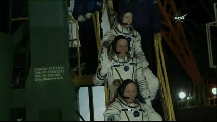 Soyuz MS-08 Crew Board Rocket ahead of Launch