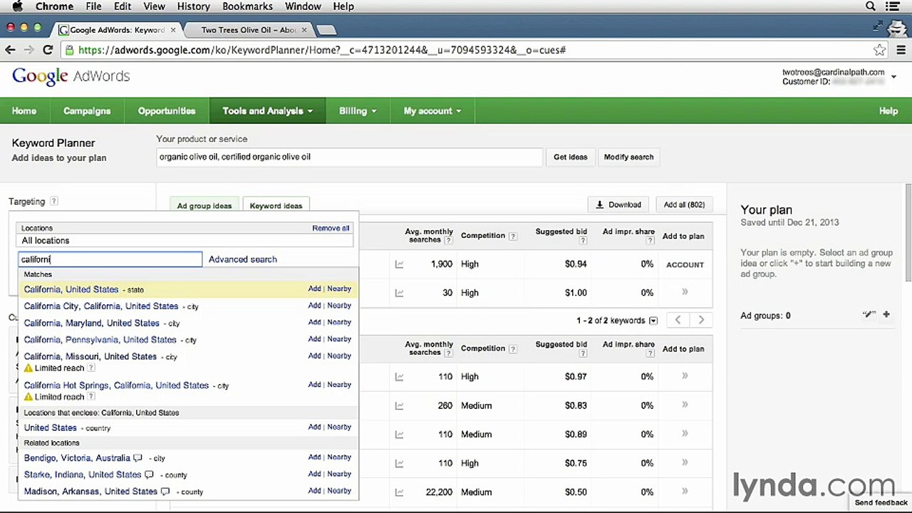 03.05 - KW Planner Tool | Lynda Adwords | 03. Researching Keywords