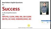 New Pattern English Questions for IBPS PO, CLERK, SBI PO, GMAT (in Hindi)