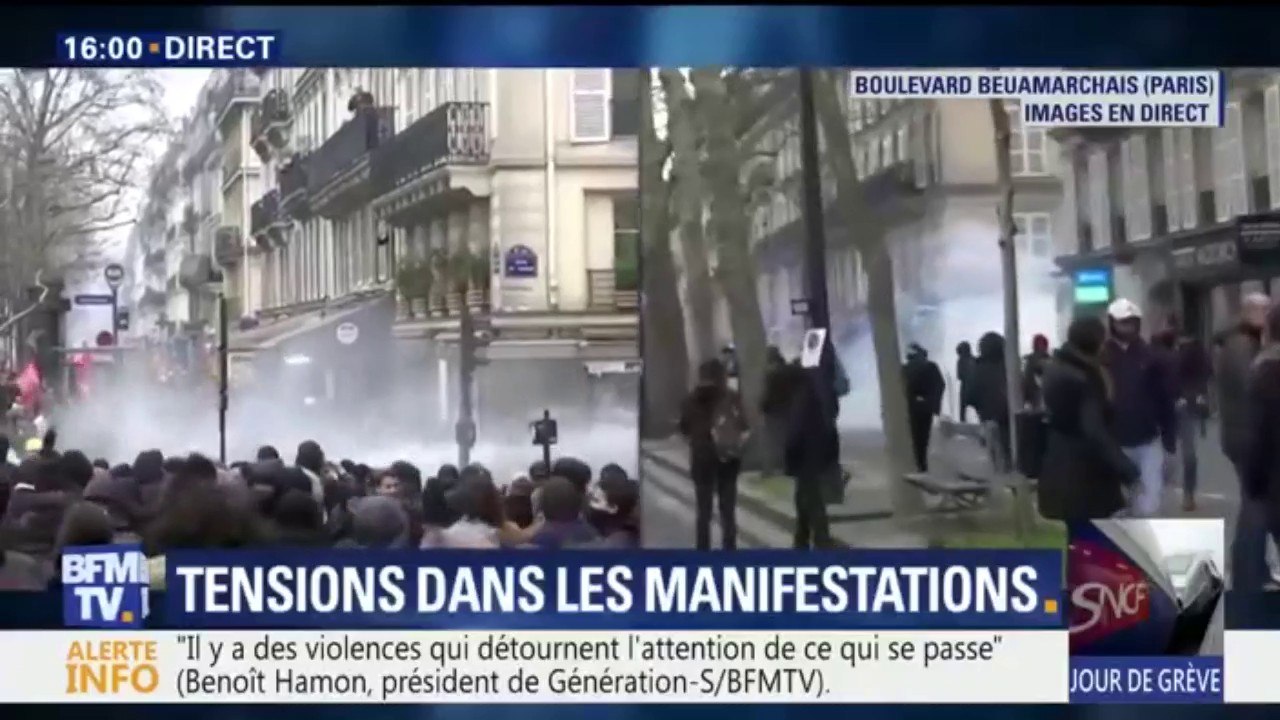 A Paris, des heurts en tête de cortège de la manifestation