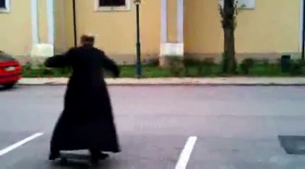 Skateboarding Priest
