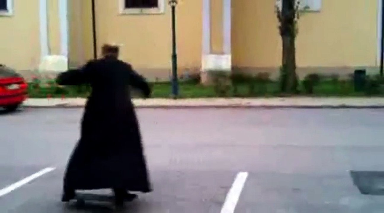 Skateboarding Priest