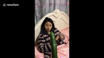 Man pranks wife with fake snake inside a cucumber