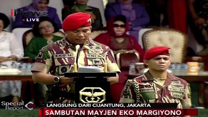 Mayjen Eko Margiyono Beri Sambutan di Sertijab Danjen Kopassus