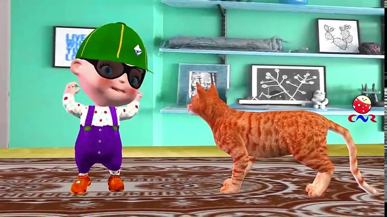 Baby Plays With Funny Cats Dance and Sings Thre...