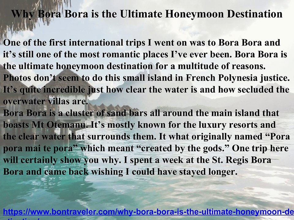 Why Bora Bora is the Ultimate Honeymoon Destination