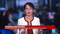 France: Shooting, hostage-taking at Supermarket in South - hostage taker claims allegiance to Islamic state group