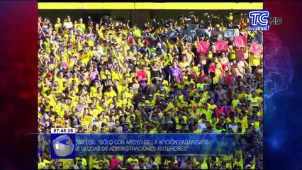 Presidente de Barcelona sostuvo que pagarán la deuda con Nicolás Olmedo y así no sufrir resta de puntos