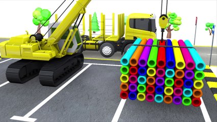 Learn Colors with Crawler Crane and Timber Truck for Kids