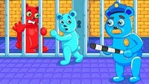 Mega Gummy Bear Baby Prison Break! Popular Songs by Cartoons Finger Family Nursery Rhymes