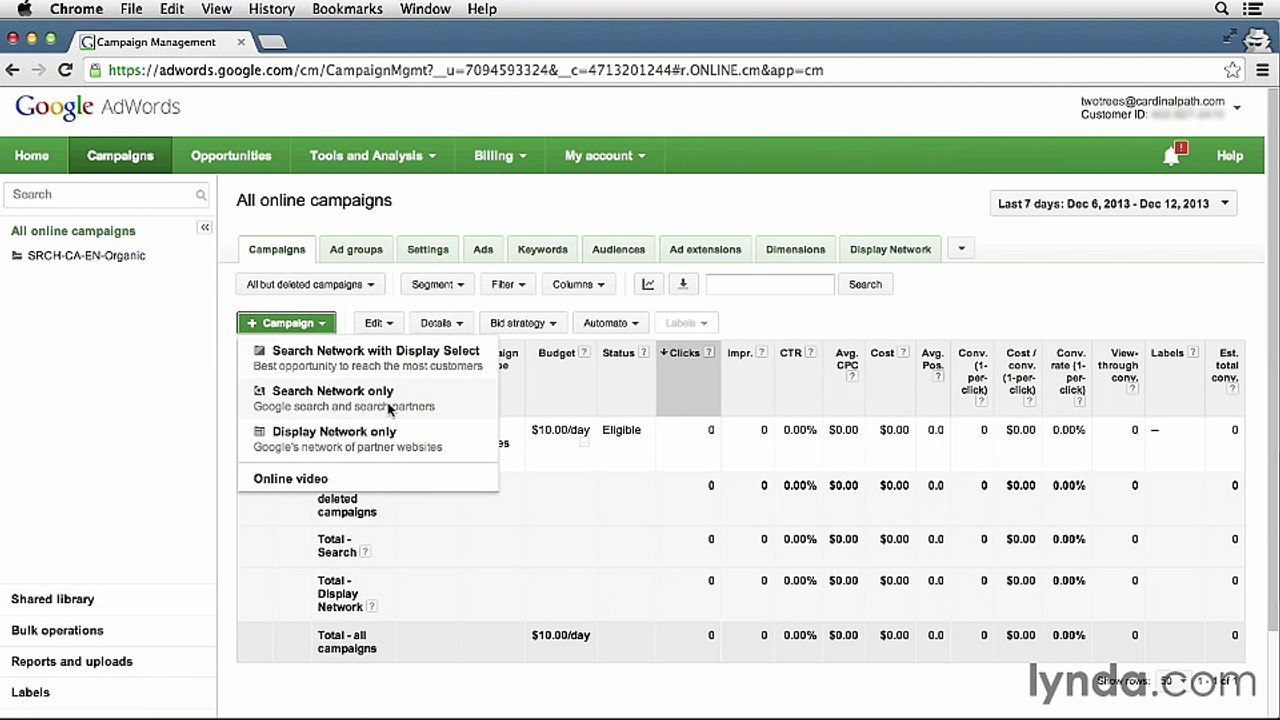 09.04 - Create RM Campaign | Lynda Adwords | 09. Using Display Ads in Remarketing Campaigns