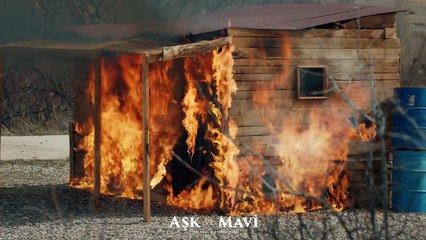 Aşk ve Mavi 58.Bölüm - Yanan kulübenin içinde kalan Demirhan!