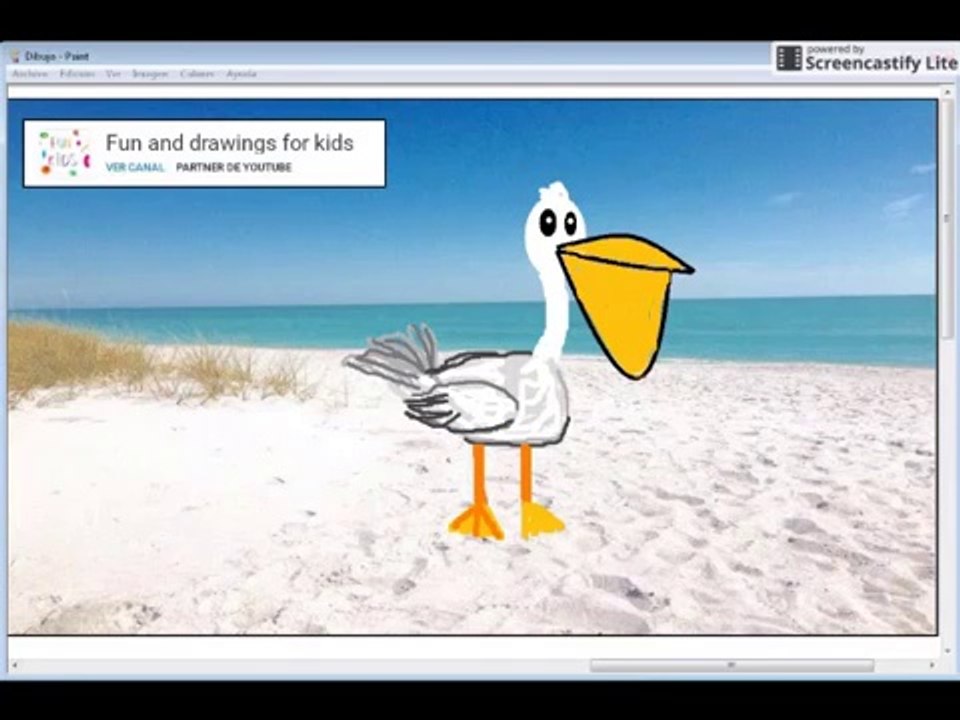 Dibujar un pelicano en la playa con cancion infantil