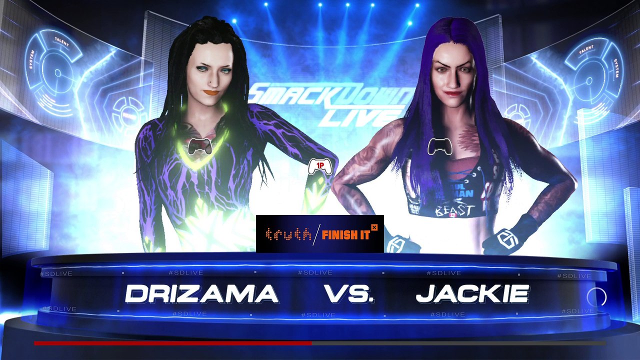 Drizama vs. Jackie in a singles match.