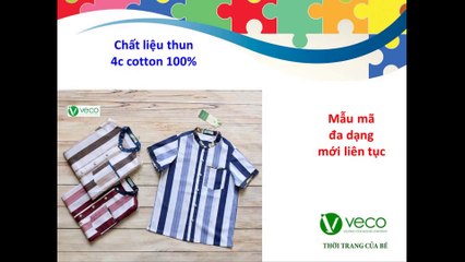 Quần áo trẻ em xuất khẩu giá sỉ -Áo sơ mi nam sọc cổ trụ