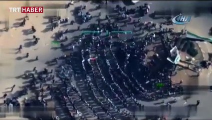 "Türk ordusu bizi de kurtarsın" diyen Tel Rıfat halkı havadan görüntülendi