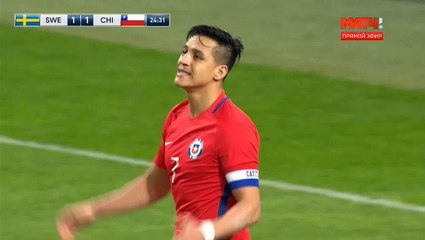 Alexis Sanchez Offside Goal - Sweden 1-1 Chile 24-03-2018