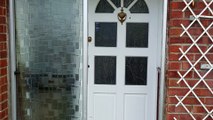POPPY RED COMPOSITE DOOR & SIDE PANELS SUPPLIED AND INSTALLED IN CAERPHILLY SOUTH WALES
