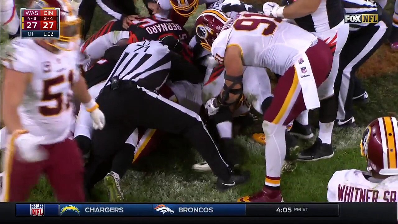 2016 - Andy Dalton fumbles, recovered by the Redskins