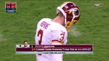 2016 - Dustin Hopkins hits game-tying 40-yard field goal
