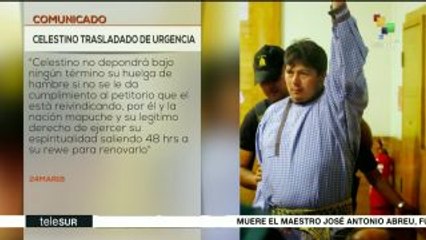 El Machi Celestino Córdova no pondrá fin a su huelga de hambre