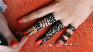 How to apply easy simple intricate henna mehndi designs for fingers tutorial for eid,weddings 2017