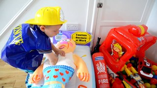 GIANT Fireman Sam Inflatable GAME Surprise Fireman Toys Feuerwehrmann Sam Show