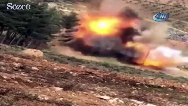 Afrin’de teröristlerin mühimmat deposu görüntülendi