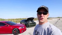 Dodge Demon Melts its Tires vs Tesla Model S P100D Ludicrous Drag Racing