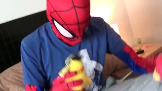 Spiderman & Iron man vs Venom! Funny wet prank with superhero dreams IRL