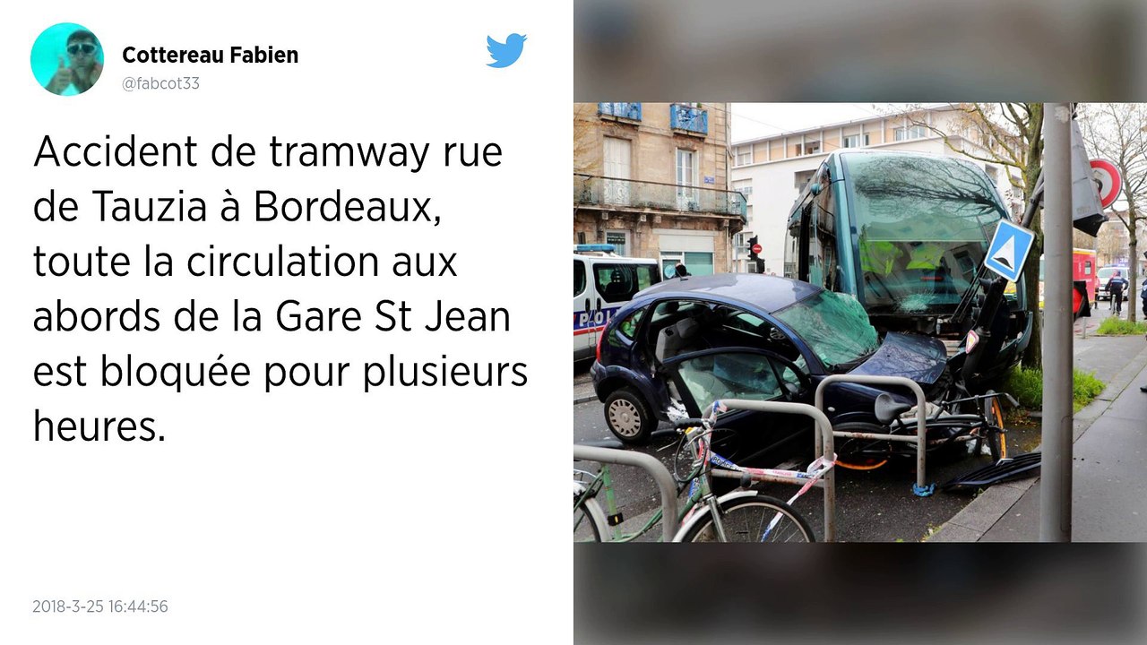 Bordeaux. Accident entre une voiture et un tramway, un blessé grave.