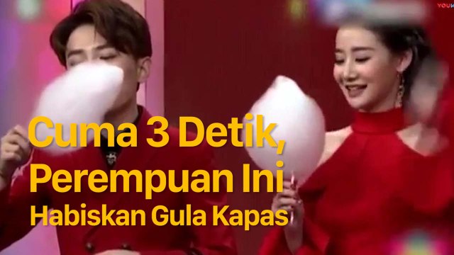 Cuma 3 Detik, Perempuan Ini Habiskan Gula Kapas