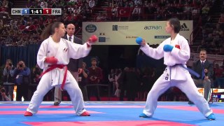 Final Female Kumite -50 Kg. Hong Li vs Alexandra Recchia. World Karate Championships new