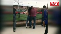 Çmendet çifti gjatë ndeshjes së futbollit, i fut duart të dashurës poshtë brekëve në mes të të gjithëve (360video)