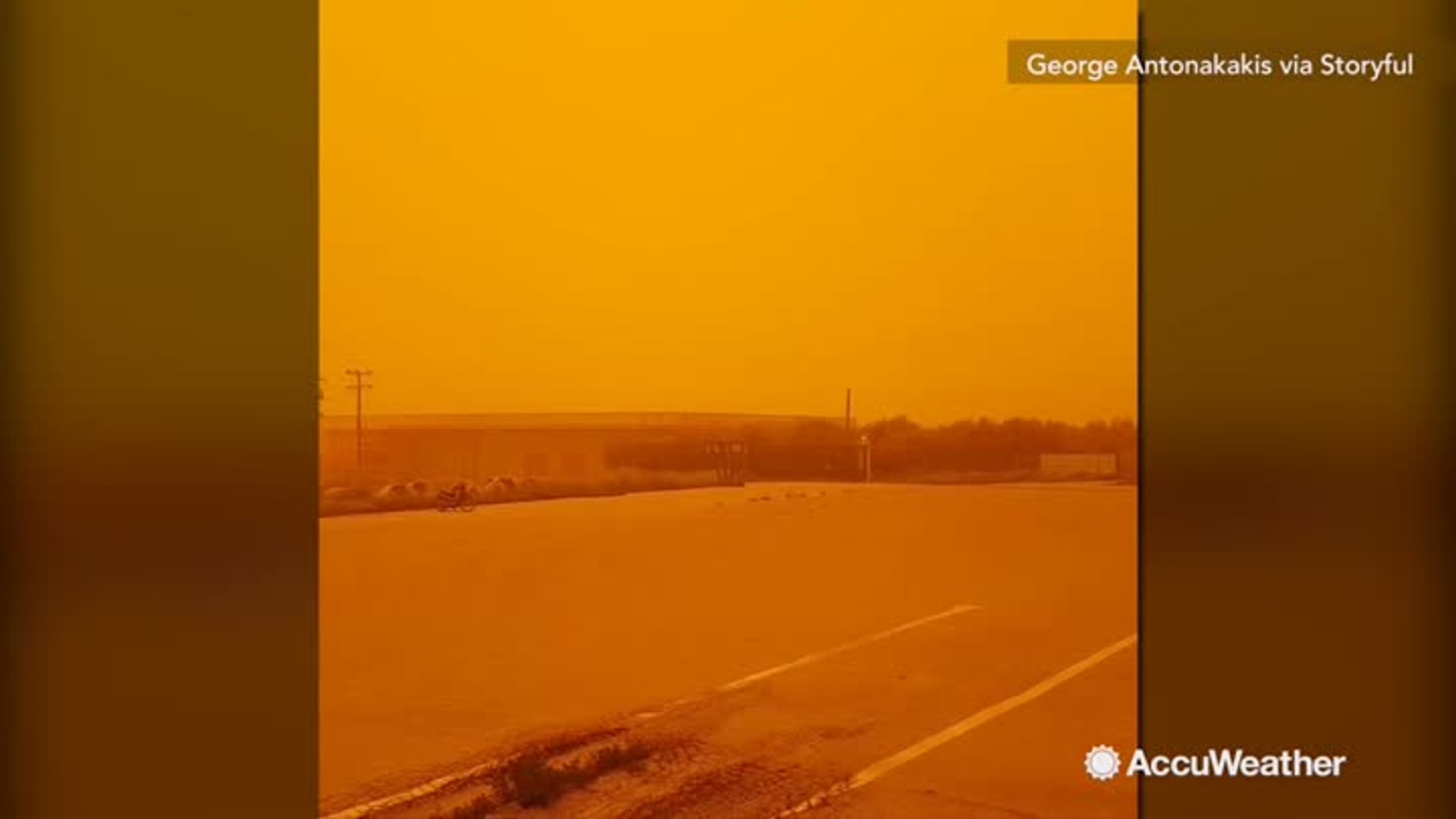 ⁣Massive dust storm transforms Greek island into Mars-like landscape