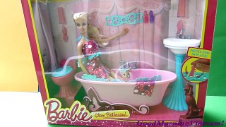 Đồ Chơi Phòng Tắm Của Búp Bê Barbie Mới (Bí Đỏ)❤ Barbie Glam Bathroom Furniture and Doll Set