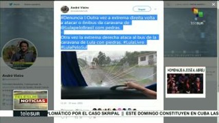 Atacan con piedras caravana del expdte. brasileño Lula da Silva