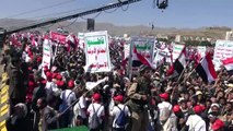 تجمع حاشد للمتمردين في صنعاء في ذكرى التدخل العسكري