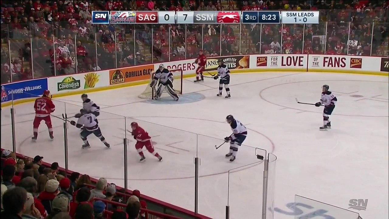 OHL Sault Ste. Marie Greyhounds - Hayton goes between the legs