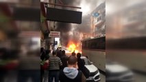 İzmir'de yolcu otobüsü alev alev yandı