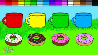 Learn Colors for Kids and Color Donut and Coffee Coloring Page