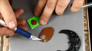 Steampunk moon charm - polymer clay TUTORIAL