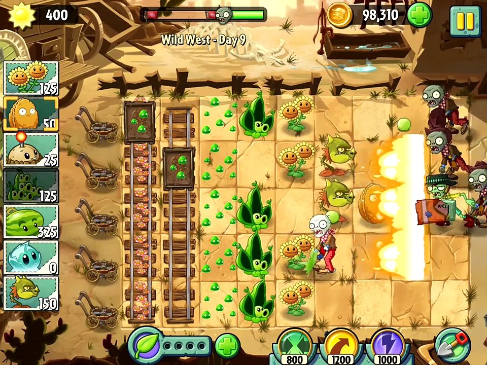 Plants vs. Zombies 2 - Wild West - Day 9 (3rd Star) [PvZ 2 Walkthrough]