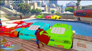Spiderman POOL PARTY with Lightning McQueen and Superheroes for Kids with Nursery Rhymes Songs