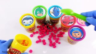 Learn Colors Nickelodeon Team Umizoomi Disney Junior PJ Masks Dory Play-Doh Surprise Eggs Tubs