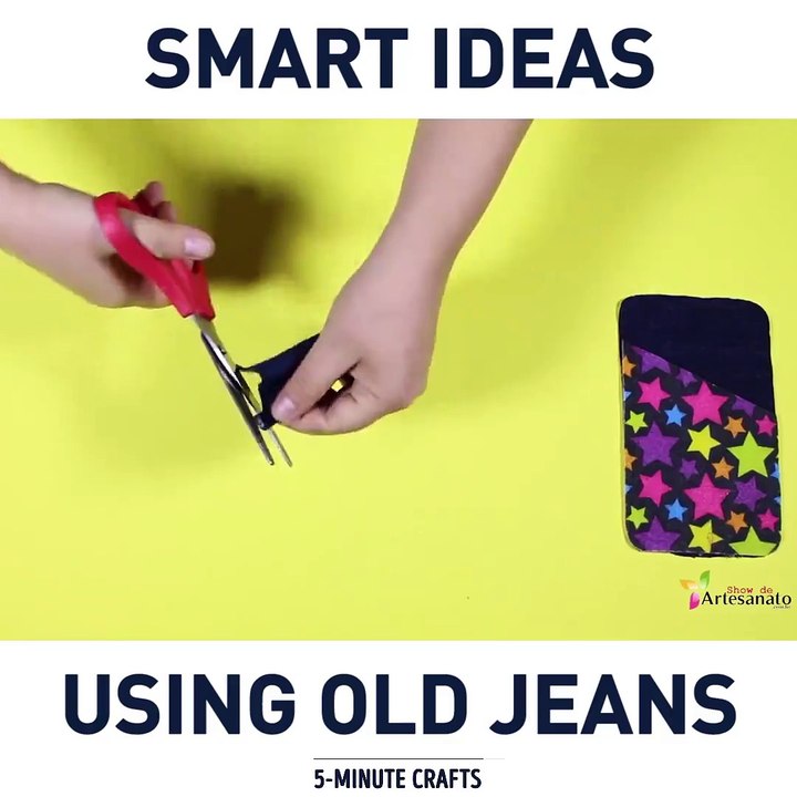 Smart ideas for old jeans. ￼￼via Show de Artesanato, bit.ly/showmanua, bit.ly/showofcrafts, bit.ly/cnshowart