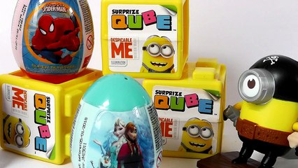 HUEVOS SORPRESA MINIONS Frozen y Spiderman. Cubos apilables.